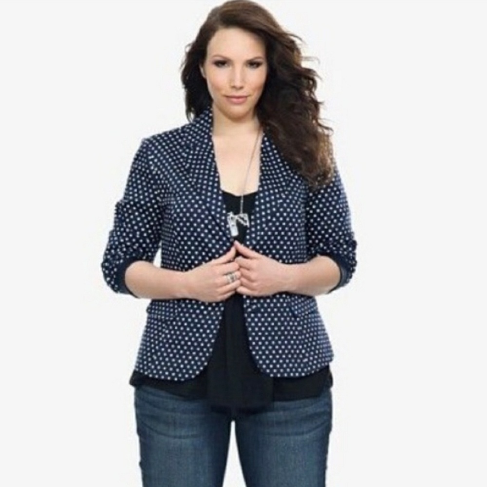 Torrid Polka Dot Button Front Blazer Jacket